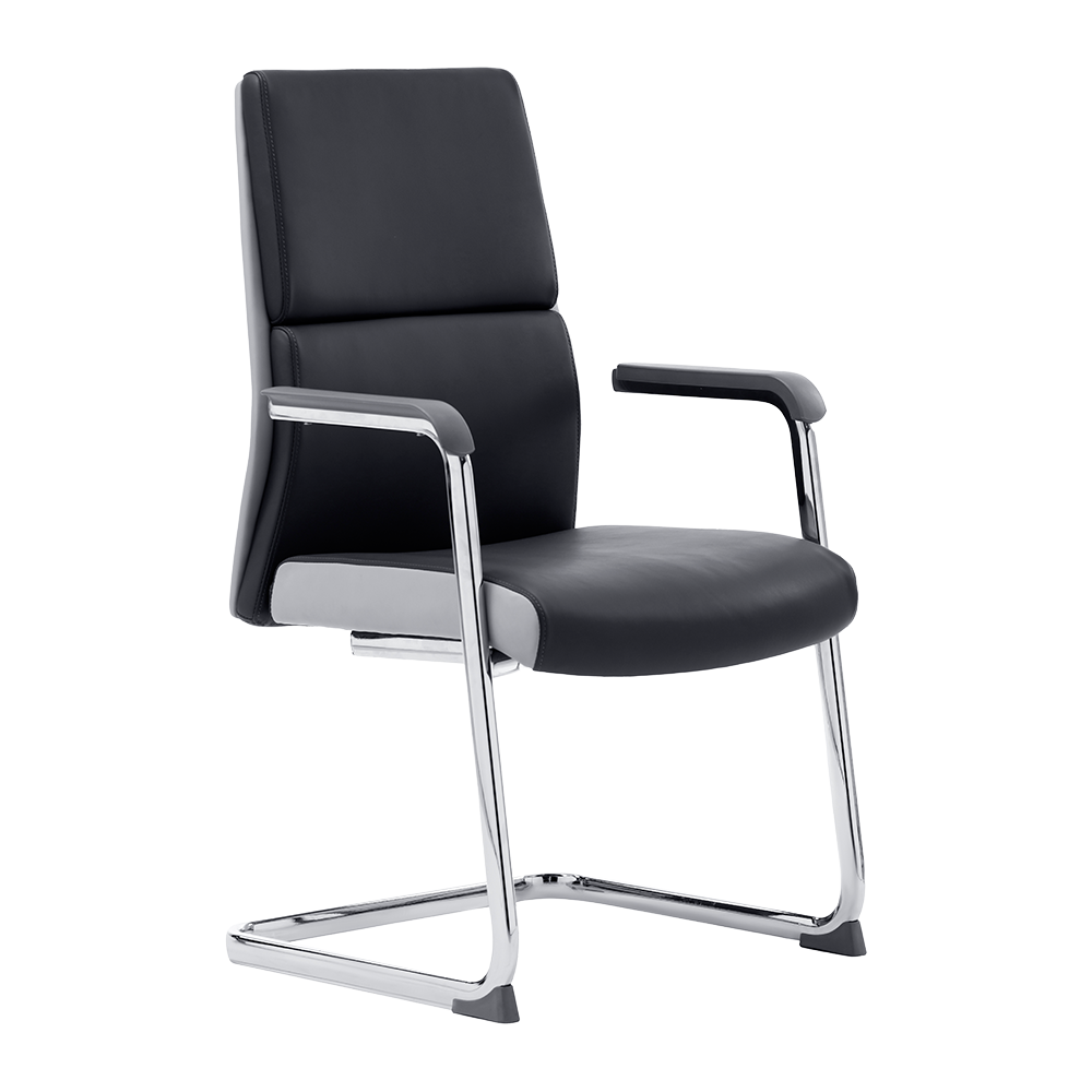 HR8637-2 Black PU conference chair with chrome metal base